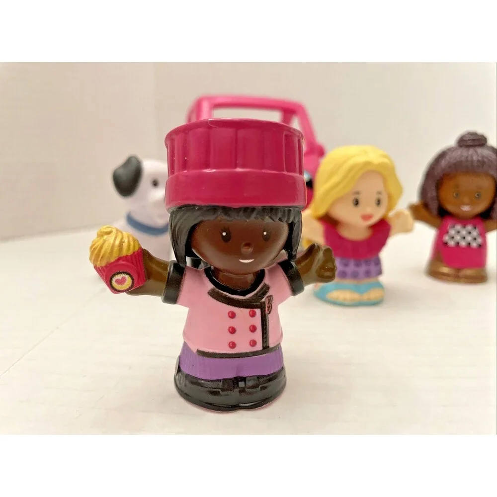 Fisher-Price Little People Barbie Lot of 4 Figures + Pink Convertible Car Dog